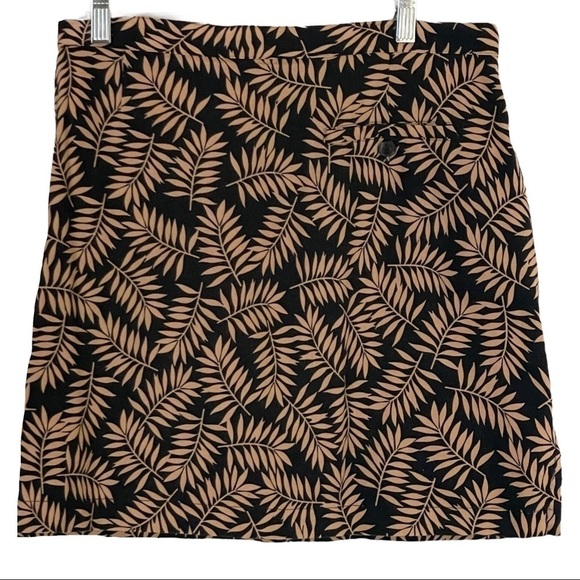 🌺 Allyson Whitmore Botanical Leaf Tan & Black Cotton Golf Skort Size 16P - Picture 2 of 9